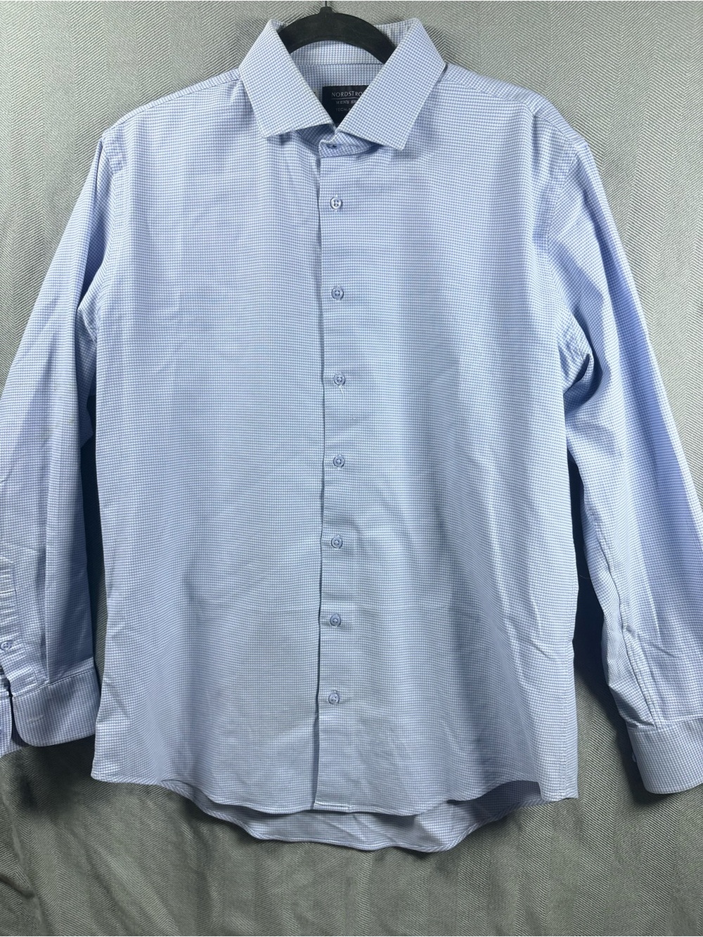 Nordstrom Light Blue Men's Dress Shirt with Subtle Micro-Check 16.5 35/35